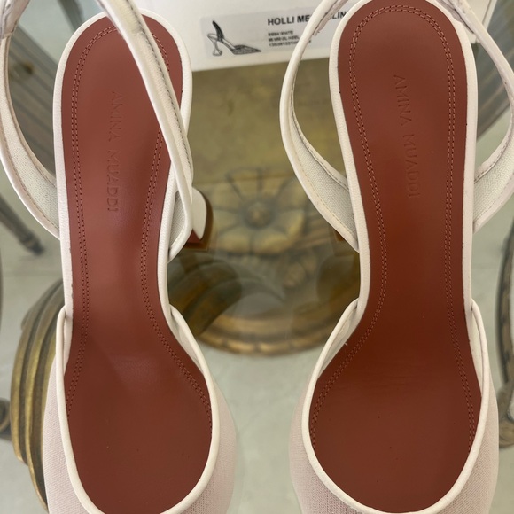 Amina Muaddi White Mesh Holli Slingback Pumps 95mm size 38.5 - Picture 4 of 5